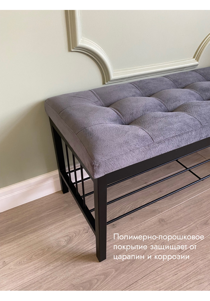  Банкетка Сканди-96/Велюр черный/серый