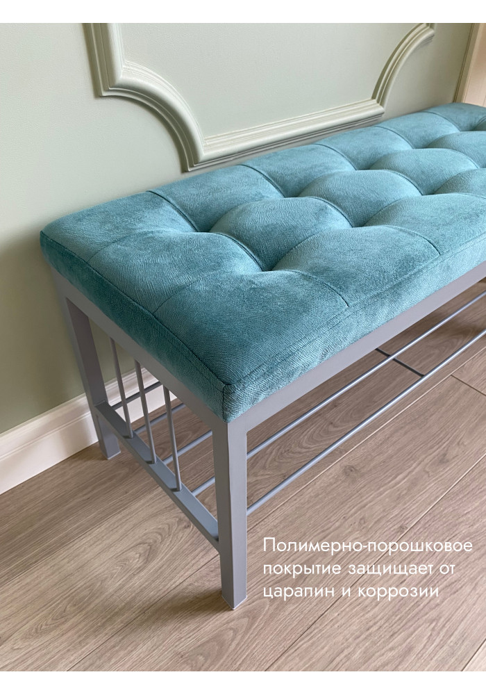  Банкетка Сканди-96/Велюр серый/бирюзовый