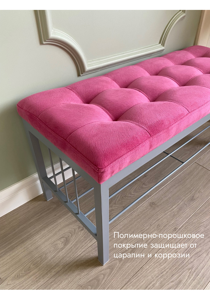  Банкетка Сканди-96/Велюр серый/розовый 