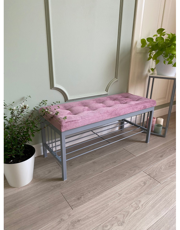  Банкетка Сканди-96/Велюр серый/светло-розовый 
