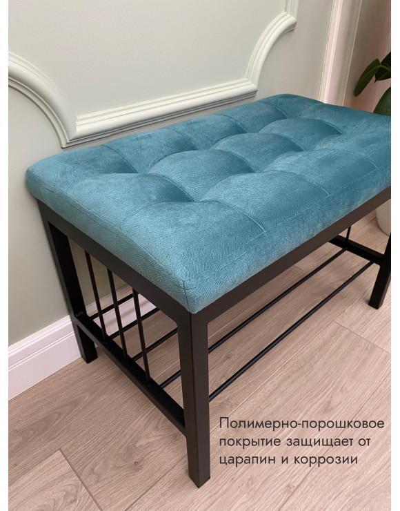   Банкетка Сканди-62/Велюр черный/бирюзовый