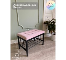   Банкетка Сканди 60/Велюр черный/светло-розовый