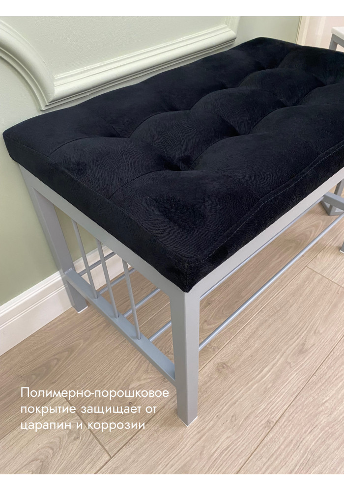   Банкетка Сканди-62/Велюр серый/черный