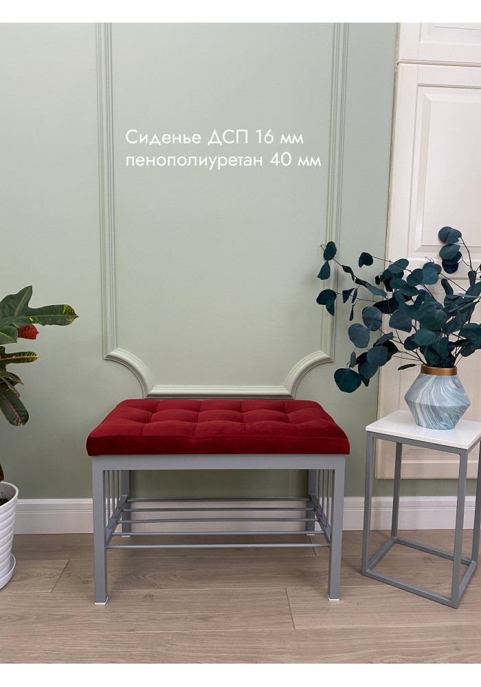   Банкетка Сканди-62/Велюр серый/красный