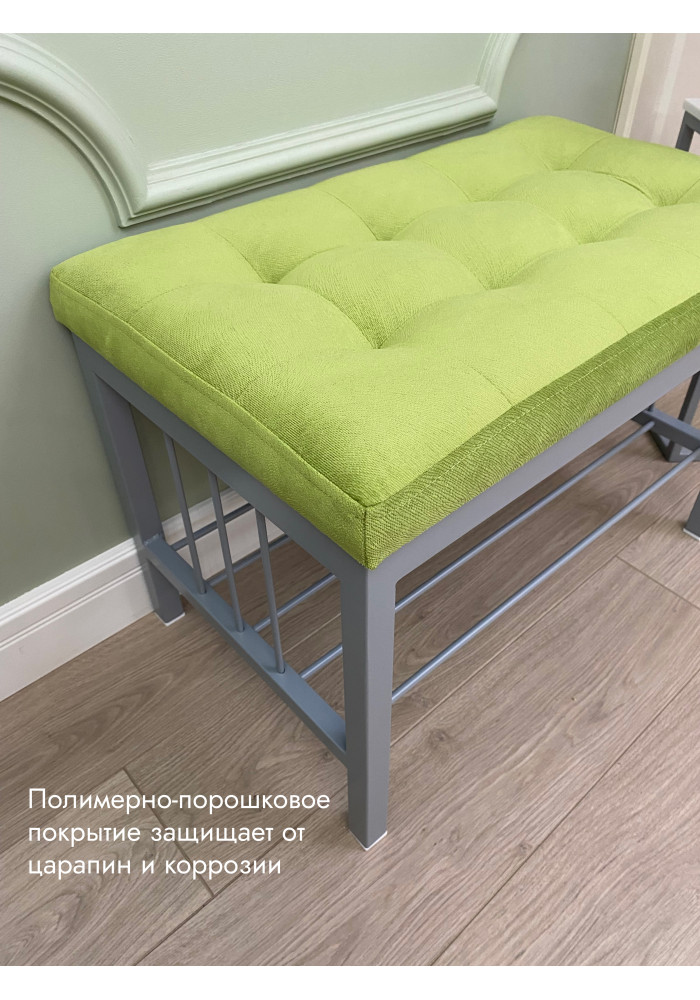   Банкетка Сканди-62/Велюр серый/салатовый